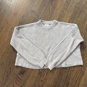 Gray Ribbed Women's Cropped Sweater by BP. (size L)
